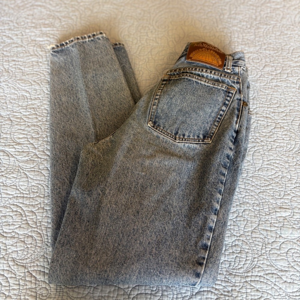 Lawman World Class Denim Vintage High Waisted Tapered Acid Wash Jeans Blue 7
